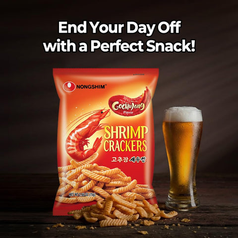 Nongshim Shrimp Crackers, Gochujang Flavor, Crispy Baked Korean Snack, 2.64 oz Bags (Pack of 20)
