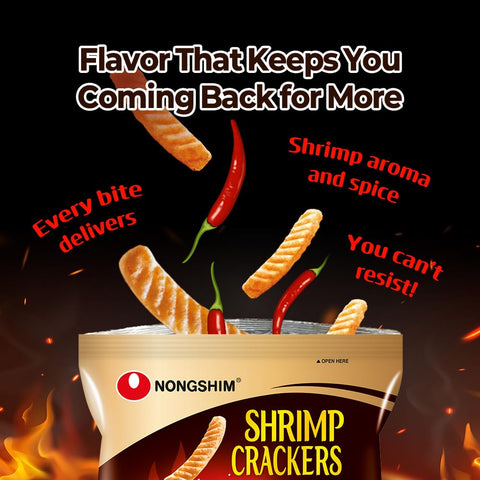 Nongshim Shrimp Crackers, Spicy Flavor, Crispy Baked Korean Snack, 2.6 oz Bags (Pack of 20) - PACKAGING MAY VARY