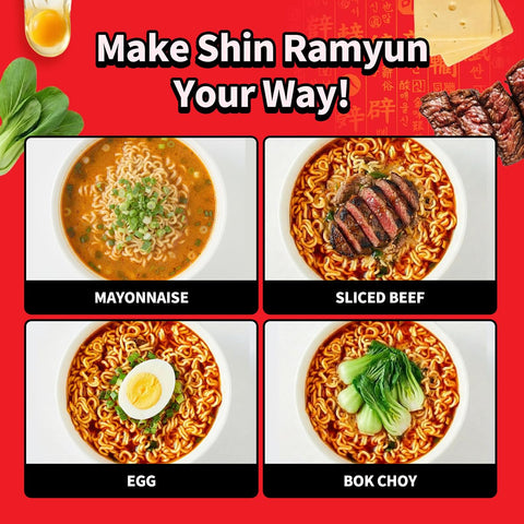 Nongshim Shin Ramyun Noodles, Spicy Korean Signature Instant Ramyun, Rich Beef Flavored Broth, Microwaveable, Korean Instant Noodles, 4.23 oz (Pack of 16), Packaging May Vary
