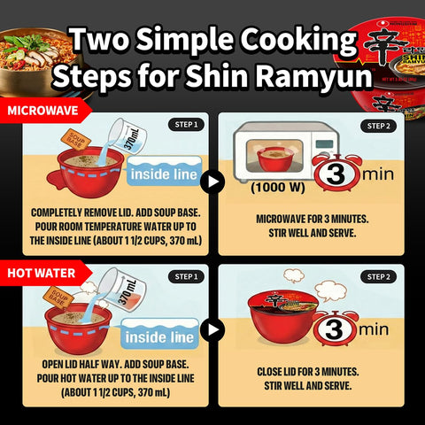 Nongshim Shin Ramyun Bowl Noodles, Spicy Korean Signature Instant Ramyun, Rich Beef Flavored Broth, Quick and Easy, Microwaveable Bowl, 3.03 oz (Pack of 12)