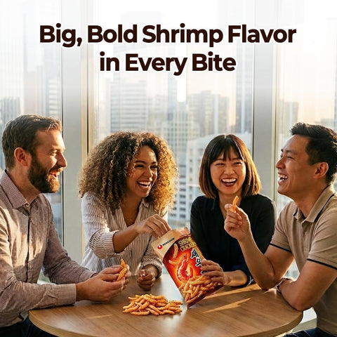Nongshim Shrimp Crackers, Spicy Flavor, Crispy Baked Korean Snack, 2.6 oz Bags (Pack of 20) - PACKAGING MAY VARY