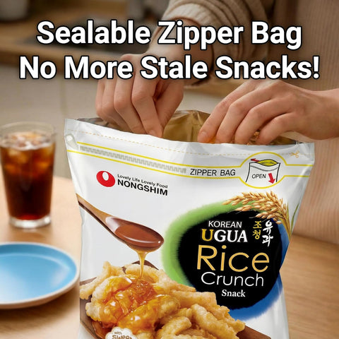 Nongshim Korean Ugua Rice Crunch Snack, Sweet Rice Crisps, Brown Rice Syrup, Glazed and Crunchy, Korean’s Favorite Rice Snack, Big Size Bag, Tasty Family Snack, 10.23 oz (1 Pack)