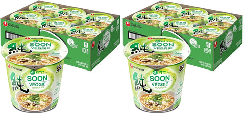 Nongshim Soon Cup Noodle Soup,Veggie,2.6 Ounce,(Pack of 12)