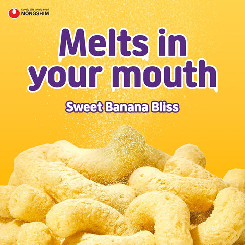 Nongshim Banana Kick Big Bag, Sweet and Crunchy Banana Flavored Corn Puff Snack, 6.34 oz (Pack of 5)